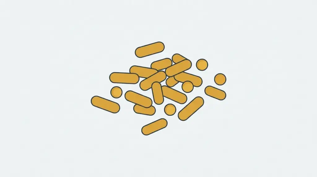 桌面上散落的金色魚油膠囊